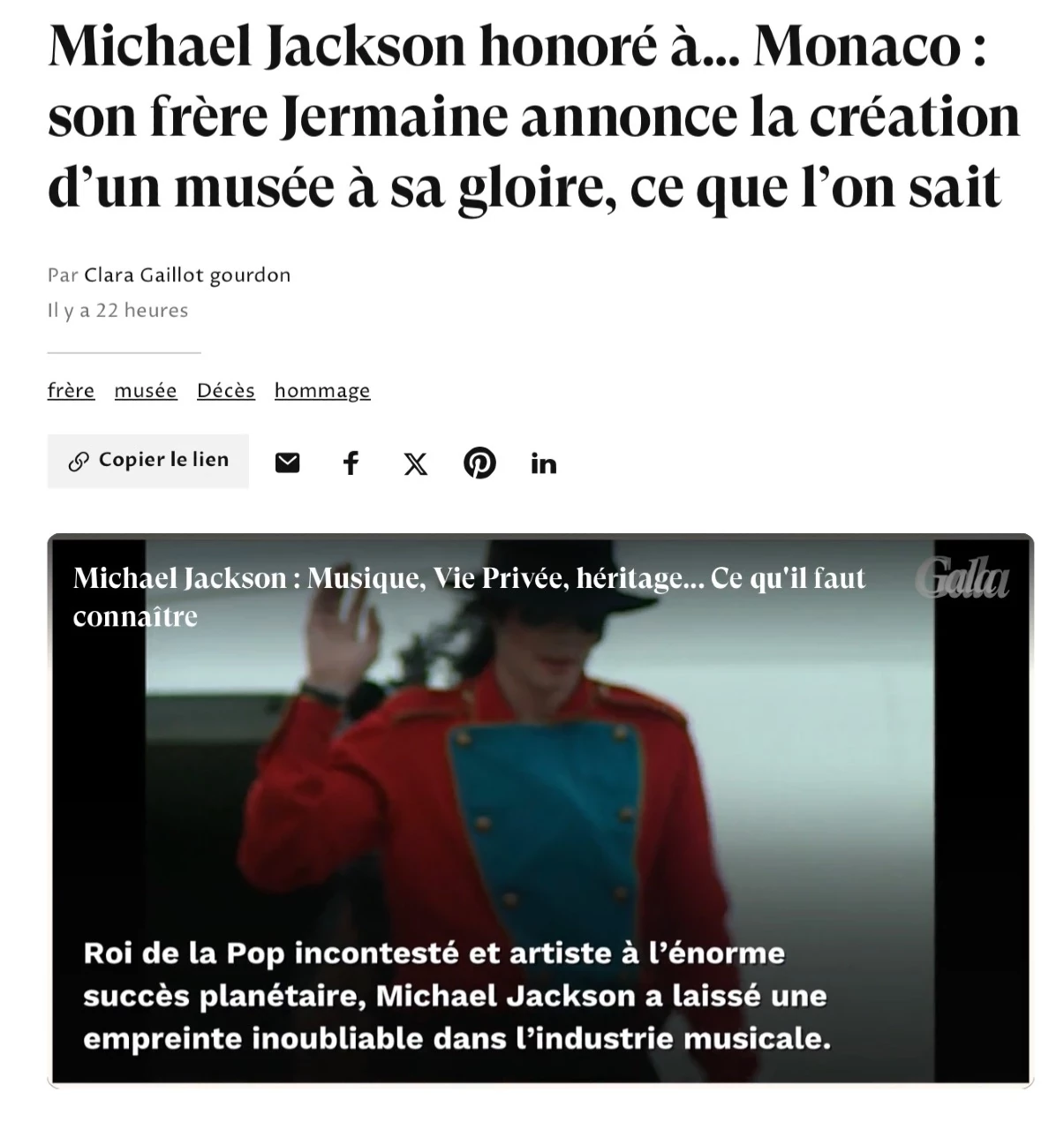 Michael Jackson honoré à… Monaco : son frère Jermaine annonce la création d’un musée à sa gloire, ce que l’on sait