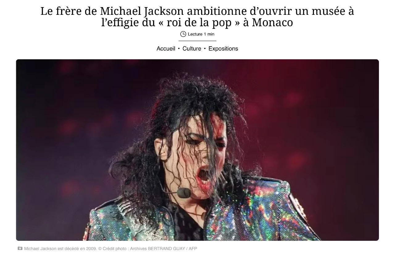 Le frère de Michael Jackson ambitionne d’ouvrir un musée à l’effigie du « roi de la pop » à Monaco