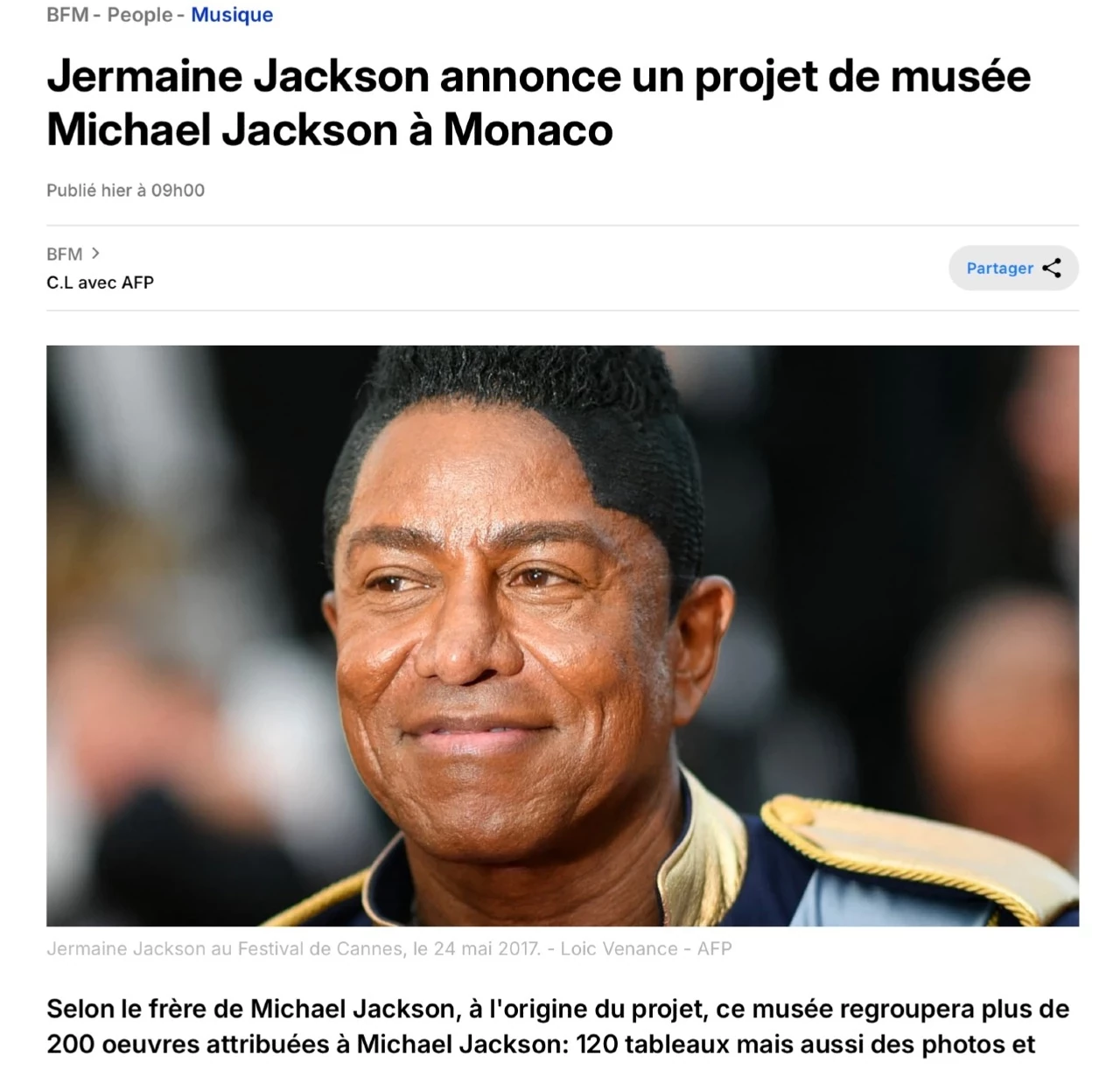 Jermaine Jackson annonce un projet de musée Michael Jackson à Monaco