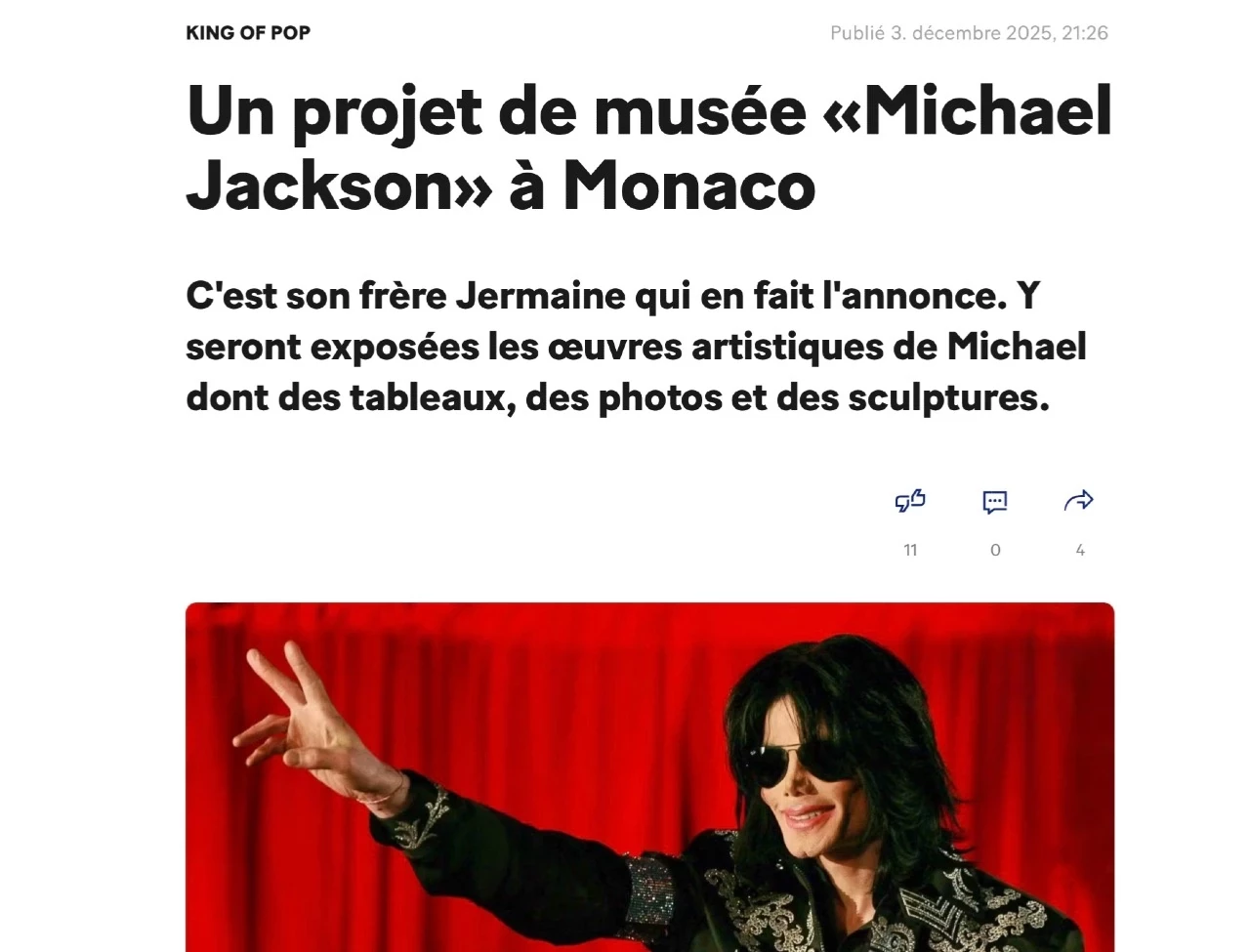 Un projet de musée «Michael Jackson» à Monaco