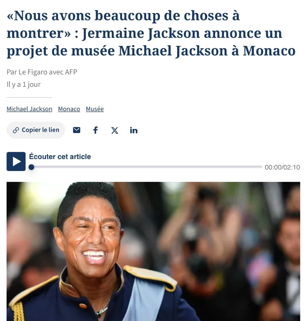 «Nous avons beaucoup de choses à montrer» : Jermaine Jackson annonce un projet de musée Michael Jackson à Monaco