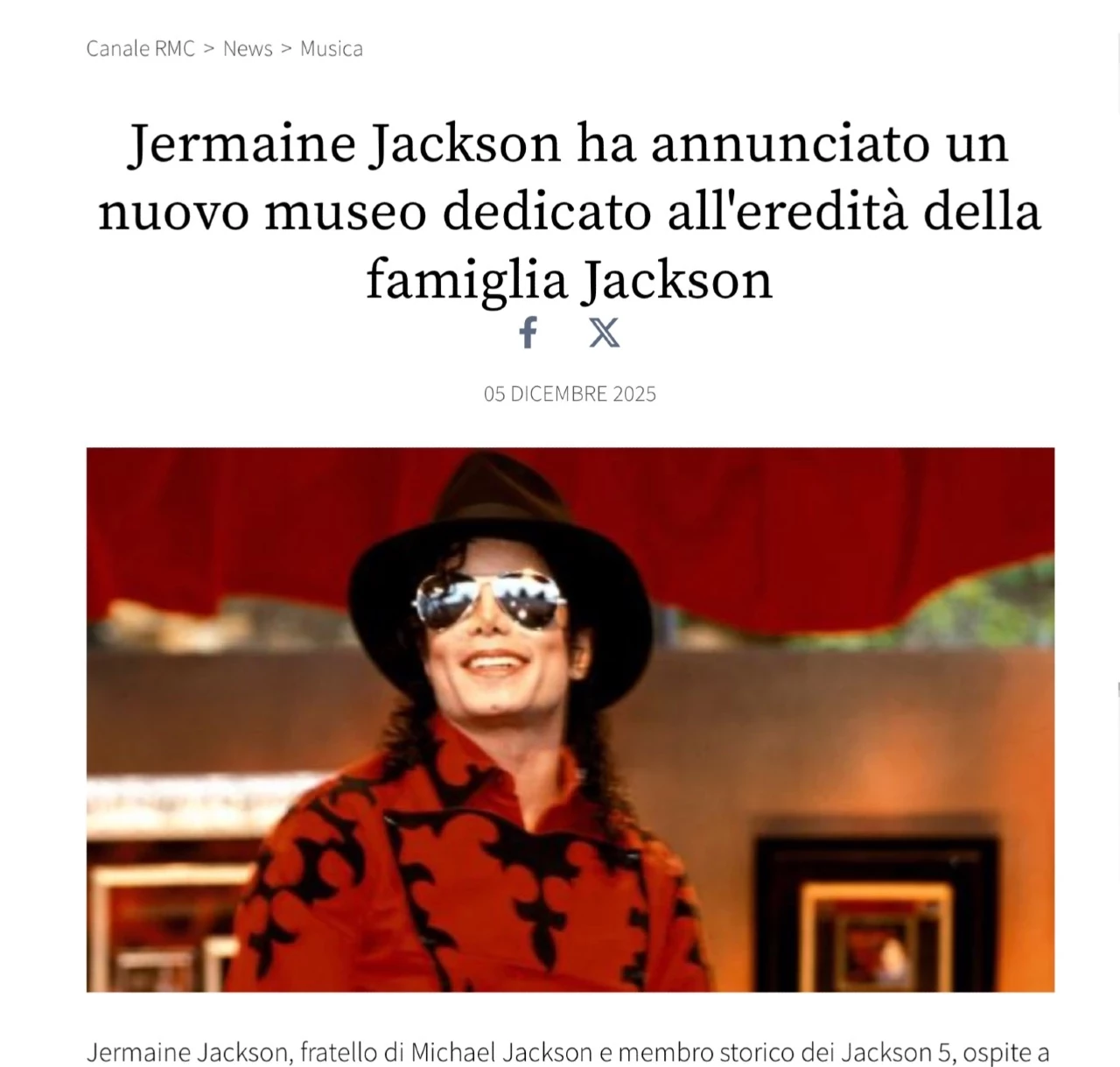 Jermaine Jackson ha annunciato un nuovo museo dedicato all'eredità della famiglia Jackson