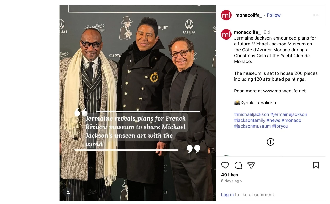 Jermaine Jackson announced plans for a future Michael Jackson Museum on the Côte d’Azur or Monaco