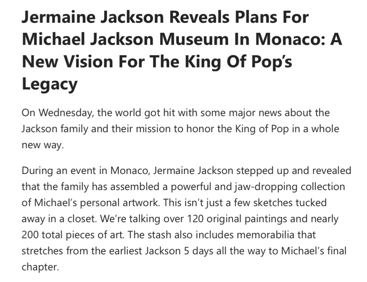 Jermaine Jackson reveals plans for Michael Jackson museum in Monaco