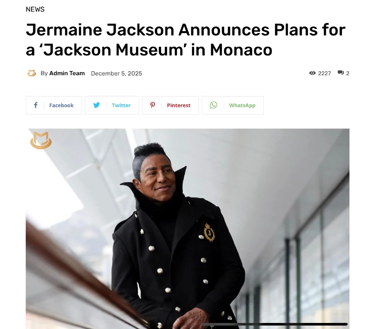 Jermaine Jackson Announces Plans for a ‘Jackson Museum’ in Monaco